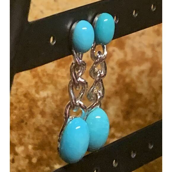 Sterling Silver and Turquoise Earrings Dangle/Drop By EA - Picture 7 of 9